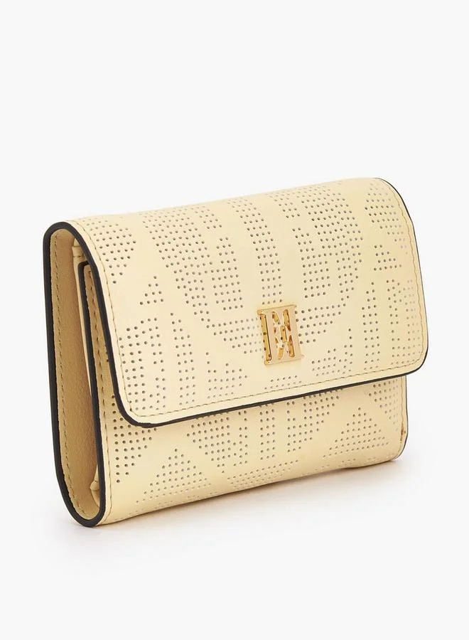 ايل Perforated Wallet with Snap Button Closure